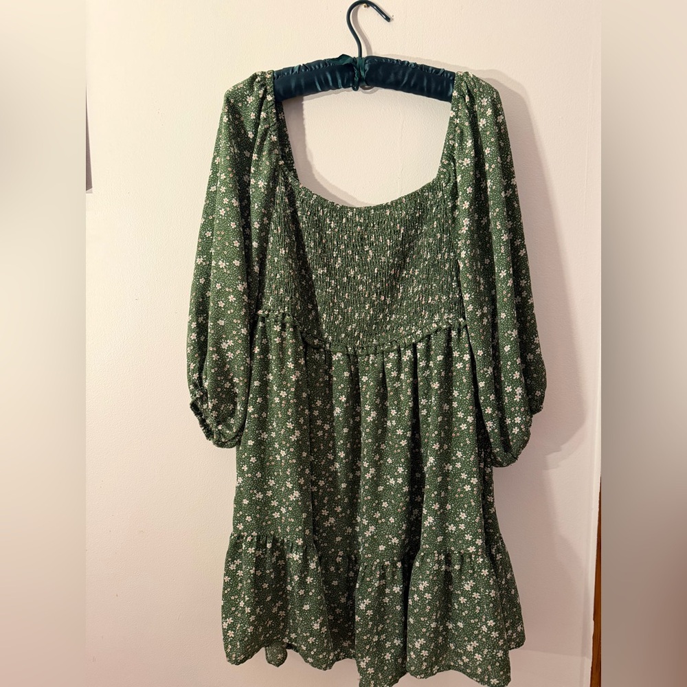 Dokotoo Green Floral Boho Smocked Summer Midi Sundress NWT Size XL